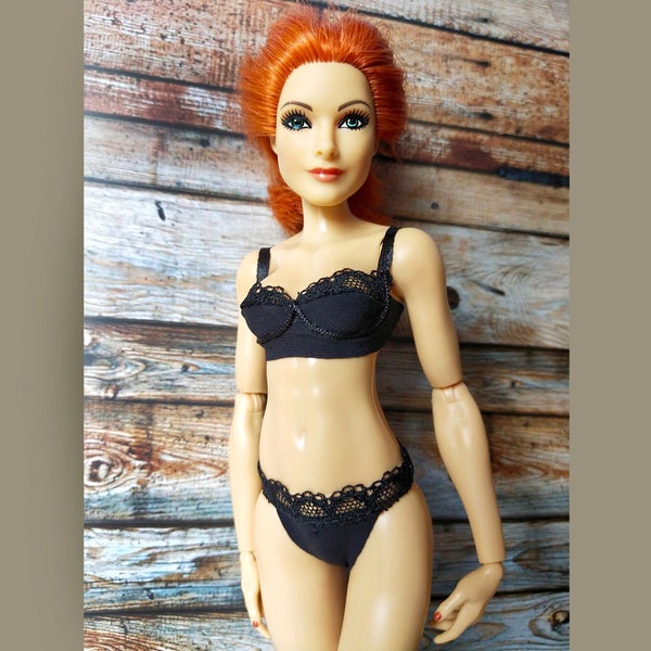 Adult collector doll clothing 1/6 scale lace lingerie set bra and thong panties underwear for 12" action figure fashion doll apparel