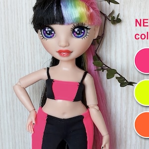 Doll clothing 1/6 scale sport set crop top and shorts for 12" action figures neon colors gym curvy slim tall petite mh eah rh azone obitsu