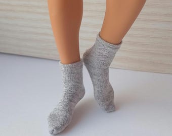 1/6 scale male midi socks: color light grey melange