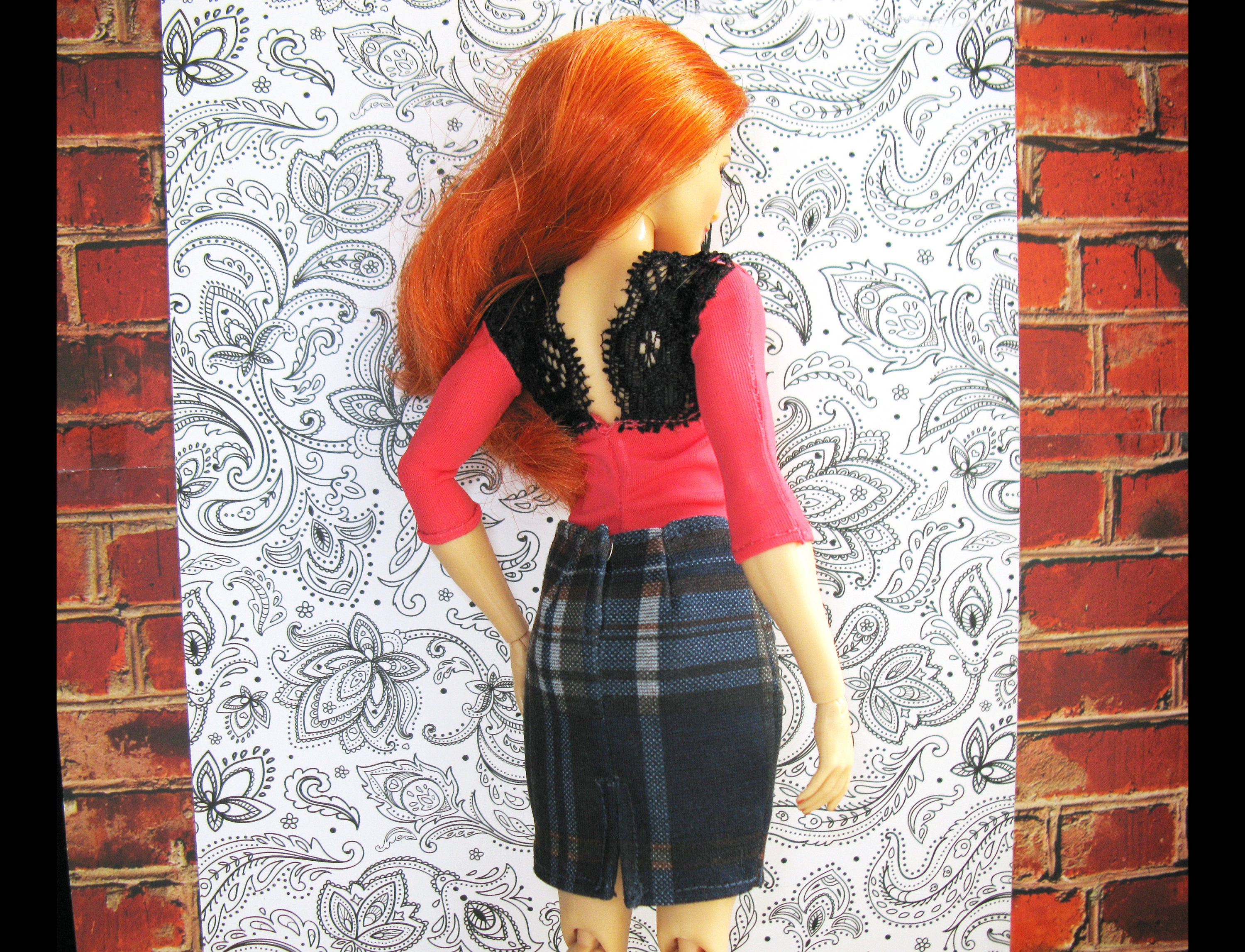 1/3 1/4 1/6 DOLL Scale Mini Plaid Skirt Clothes for 12" Female BJD Action Figure 