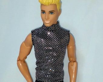 1/6 Scale Clothes Shiny Silver Vest Top for 12" Male Fashion Doll and Action Figure