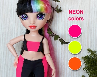 Doll clothing 1/6 scale sport set crop top and shorts for 12" action figures neon colors gym curvy slim tall petite mh eah rh azone obitsu