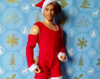 Santa Outfit for Male Doll: 1/6 Scale Fashion Doll and Action Figure Clothes