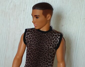 1/6 Scale Doll Clothes: Animal Print Vest Top for 12" Male Action Figure