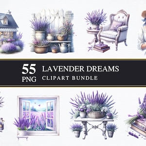 Lavender Dreams | Clipart PNG | Komercyjne | Grafiki do druku | Tworzenie kartek | Sublimacja | Dekupaż | Cyfrowe | Przezroczyste | PNG |