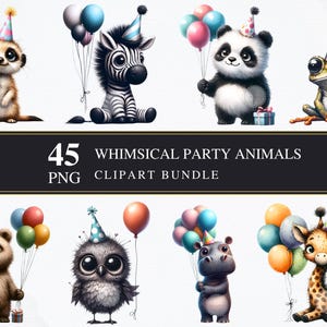 Grillige feestbeesten | Clipart-png's | Commercieel | Afdrukbare afbeeldingen | Kaarten maken | Sublimatie | Knippen | Digitaal | Viering, png