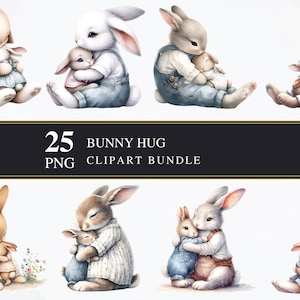Hase Umarmung | Clipart PNG | Gewerblich | Druckbar | Kartengestaltung | Sublimationsdruck | Serviettentechnik | Kaninchen Pngs | Grafiken | Digital | Transparent