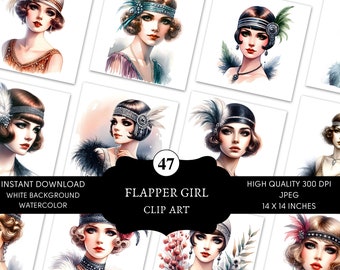47 Flapper girl Clip art | high quality JPEG | printable clipart | 300dpi |  illustration  | commercial license