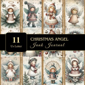 Diario di Natale scandinavo con angelo / Lettera USA / Materiale stampabile / Decoupage / Scrapbooking / Grafica / Digitale / Materiale effimero