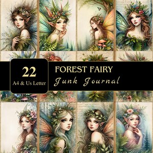 Páginas de diario basura de Forest Fairy / Carta y A4 / Material imprimible / Decoupage / Scrapbooking / Gráficos / Digital / Efímera