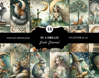 18 In A Dream Junk Journal Pages | US Letter & A4 | pPrintable Paper | High Resolution | Digital | Whimsical | Dreaming