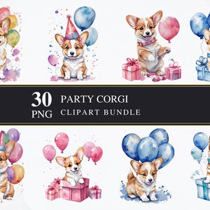 Corgi de fête | Clipart PNG | Commerciale | Graphiques imprimables | Fabrication de cartes | Sublimation | Découpage | Chiens PNG | Numérique | Célébration