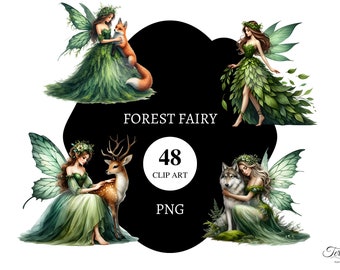 48 Forest Fairy Clipart | Transparent PNG | Commercial License | Printable | Card Making | Faries Pngs | Fantasy Digital