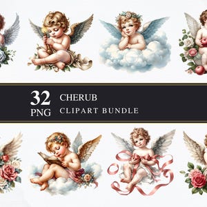 Cherubino Clipart / Clipart PNG / Commerciale / Grafica stampabile / Creazione di biglietti / Sublimazione / Decoupage / Angeli PNG / Digitale