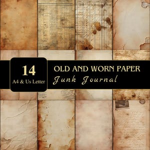 Vecchie pagine di diario di carta spazzatura / US Letter e A4 / Carta stampabile / Alta risoluzione / Digitale / Carta rovinata / usurata /
