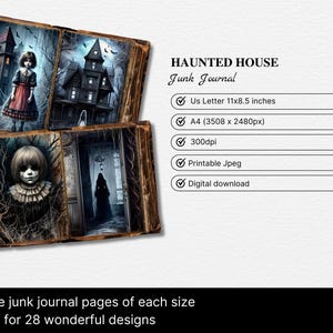 Haunted House Junk Journal Pages | US Letter & A4 | Printable Supply ...