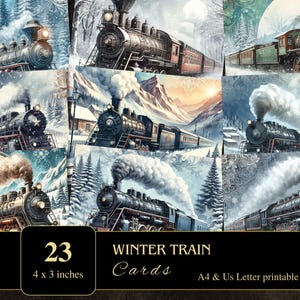 Wintertreinkaart | Voorraad ongewenste tijdschriften | Plakboeken | Collage | Hoge resolutie | Commerciële licentie | Afdrukbare vellen |