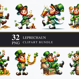 Leprechaun | Clipart PNGS | Comercial | Gráficos imprimíveis | Criação de cartões | Sublimação | Decoupage | Digital | Pacote PNG