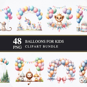 Luftballons für Kinder | Clipart PNG | Gewerblich | Druckbar | Kartengestaltung | Sublimationsdruck | Serviettentechnik | Ballon Pngs | Grafiken | Digital