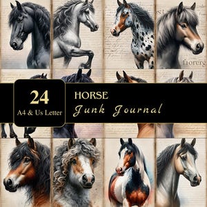 Páginas de diário Horse Junk | Carta dos EUA e A4 | Material para impressão | Decoupage | Scrapbooking | Gráficos | Digital | Ephemera
