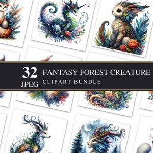 ファンタジーの森の生き物 | クリップアート JPEG | 印刷可能 | クラフト | カード作成 | ジャンクジャーナル | デコパージュ | グラフィック | デジタル | スクラップブッキング
