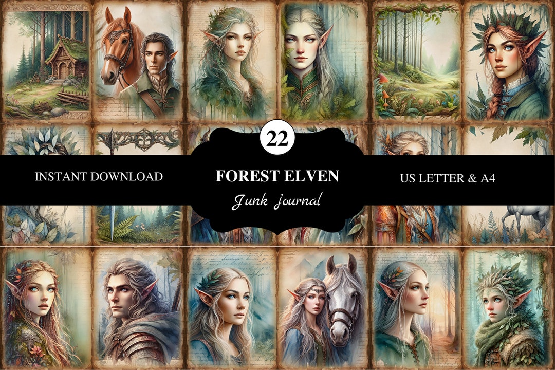 22 Forest Elven Junk Journal Pages US Letter & A4 Printable 300dpi ...