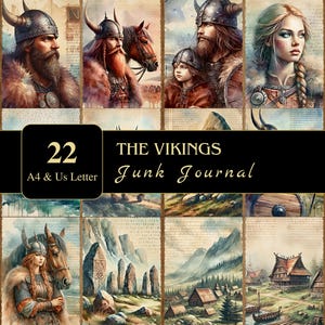 Los vikingos / Tamaño carta y A4 de EE. UU. / Páginas de diario basura / Alta resolución / Scrapbooking / Decoupage / Viking Digital