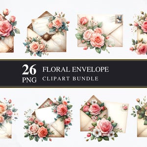 Envelop met bloemen | Clipart-png's | Commercieel | Afdrukbare afbeeldingen | Kaarten maken | Sublimatie | Knippen | Enveloppen, png-bestand | Digitaal | Shabby