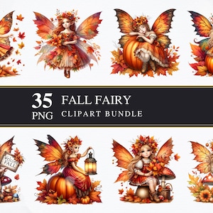 Fada do Outono | Clipart PNGS | Comercial | Gráficos para impressão | Criação de cartões | Sublimação | Decoupage | PNG | Digital | Fada do Outono