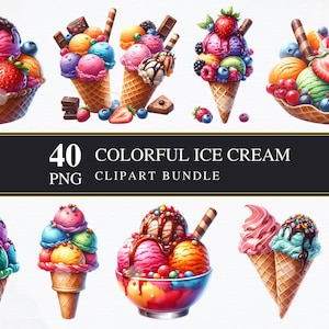 Bunt Eis Clipart | Transparentes PNG | Kommerzielle Lizenz | Druckbar | Kartengestaltung | Sublimationsdruck | Serviettentechnik | Digital | Grafiken