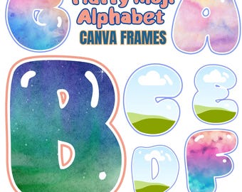 Alfabeto Fluffy Moji: Letras estilo nube para Canva (PDF)