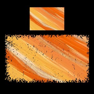 May include: Abstract digital art with a textured background. The artwork features a diagonal pattern of orange, yellow, and white brushstrokes.