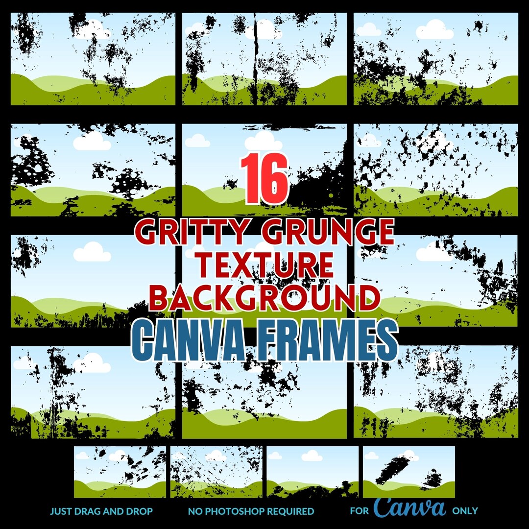 Draw Gritty Simple 16 Editable Gritty Grunge Texture Background Canva Frames - Digital ...
