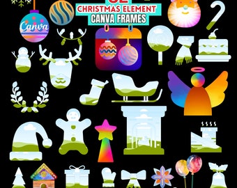 Plantilla digital de marcos navideños en Canva: 32 marcos festivos para sus diseños navideños