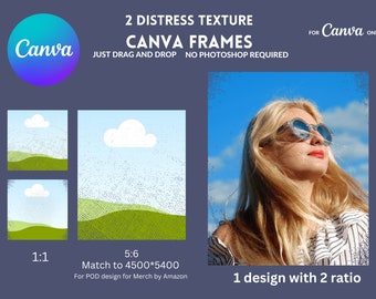 Marcos de lienzo con textura desgastada: Diseño de camiseta POD (descarga digital)