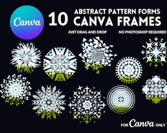 Marcos de Canva con patrones abstractos: plantillas de arrastrar y soltar (descarga digital)