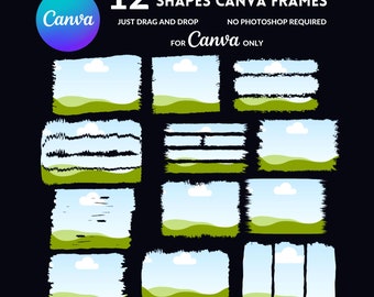 Marcos de Canva con pinceladas: Plantillas de fondo grunge (descarga digital)