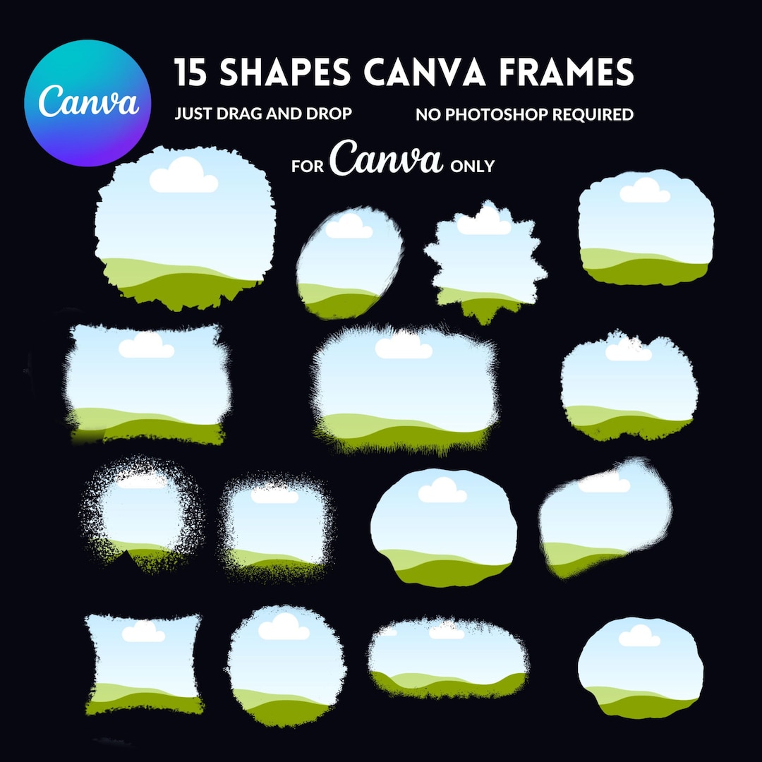 Brush Stroke Canva Frames: Grunge Background Templates (digital ...