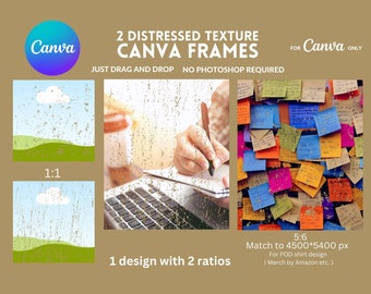 Marcos de lienzo con textura desgastada: Diseño de camiseta POD (descarga digital)