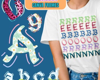 Marcos de lienzo con alfabeto gótico grunge: Textura de nube PNG (descarga digital)