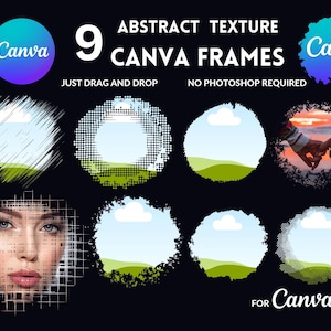 9 Abstract Shapes & Texture - Canva Frames Template, Commercial Use