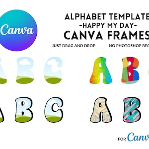 Canva Frame Alphabet, Canva frame letters, editable template, Fill Your Own Drag & Drop Templates, Commercial Use