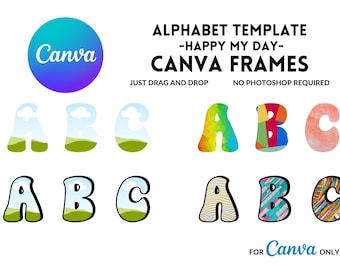 Plantilla de alfabeto con marco de Canva: Arrastra y suelta letras (Descarga digital)