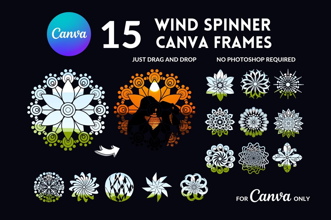 Spinner Sign Frame Wind Spinner Canva Frames: Drag & Drop Templates (digital Download) - Etsy