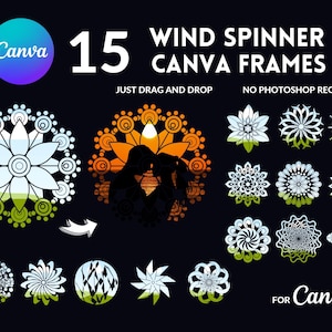 Marcos de Canva con forma de molino de viento: plantillas de arrastrar y soltar (descarga digital)