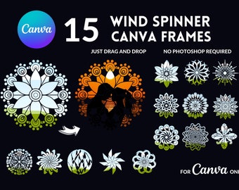 Marcos de Canva con forma de molino de viento: plantillas de arrastrar y soltar (descarga digital)