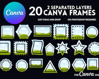 20 Canva Frames Bundle: Drag & Drop Templates (Digital Download)