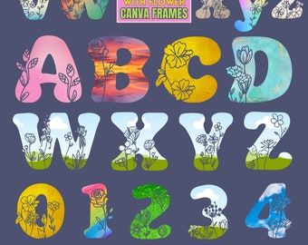 Blossomtype: Alfabeto con marcos de flores en Canva (Plantilla editable)