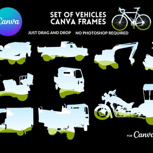 Versatile Set of Vehicles Canva Frames - Perfect for Digital Art and Wall Decor.