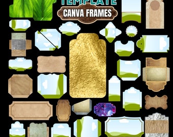 Descarga digital de la plantilla de diario basura de Canva Frame con dibujos de plantilla de etiqueta adicional